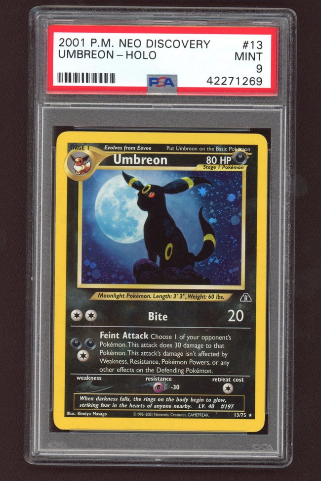 Umbreon Holo Pokemon Card Neo Discovery 13/75 ARK BGS PSA 9 Hover Image